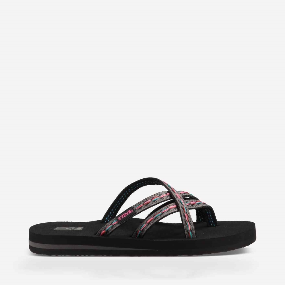 Teva Olowahu Women's Black Flip Flops CA58648 Canada Sale